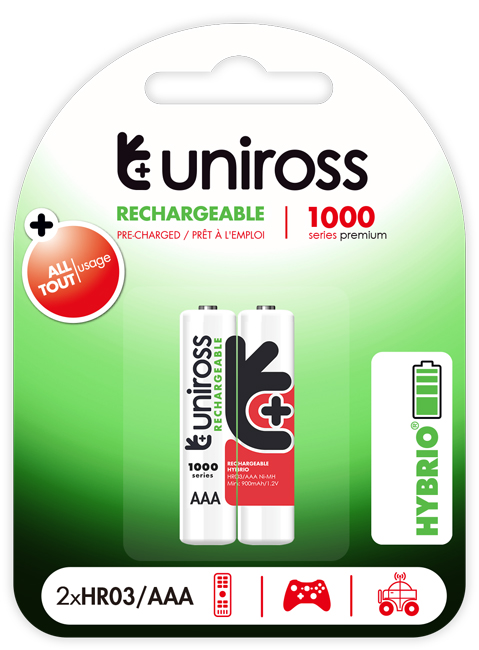 Uniross Pack 4 piles rechargeables Uniross AAA 1.2v 400mAh - Its